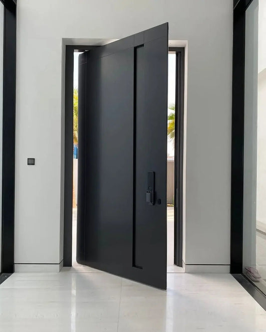 Luxury Style Commercial Store Front Door Custom 4mm Thermal Break Aluminum Entry Doors with Smart Lock Pivot Entrance Door - My Store