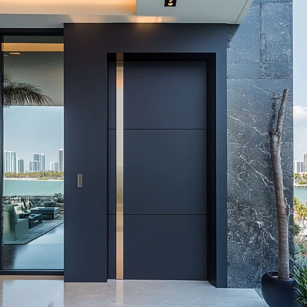 Luxury Style Commercial Store Front Door Custom 4mm Thermal Break Aluminum Entry Doors with Smart Lock Pivot Entrance Door - My Store