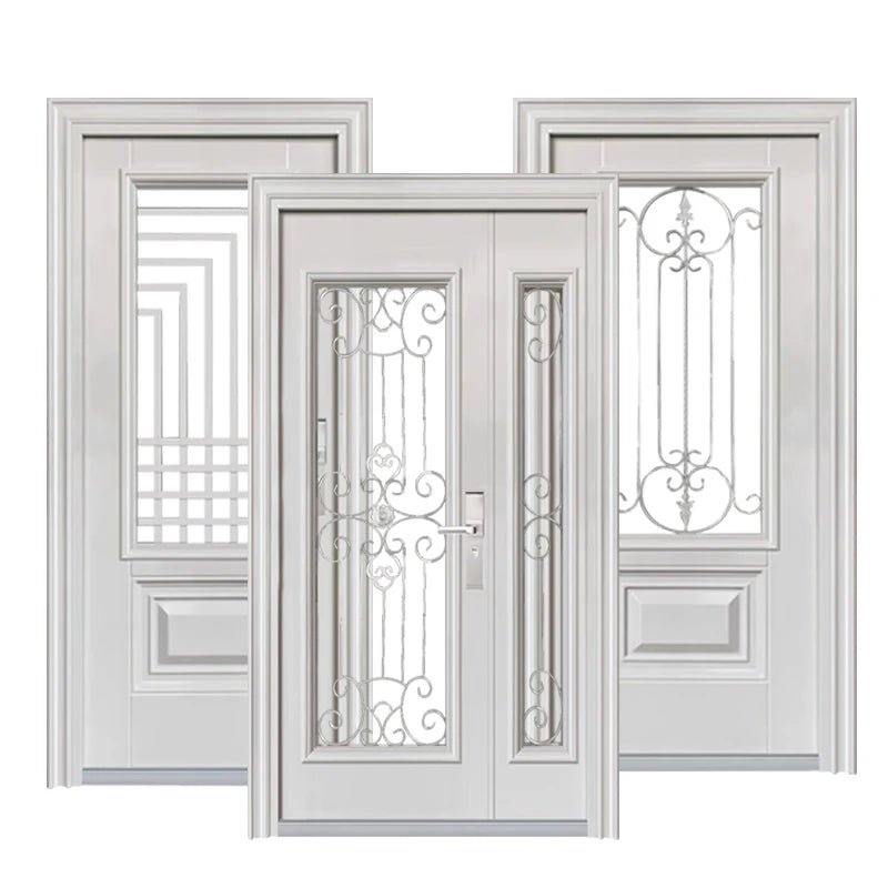 Safety steel door front entrance metal door waterproof high quality Chinese glass door household - My Store