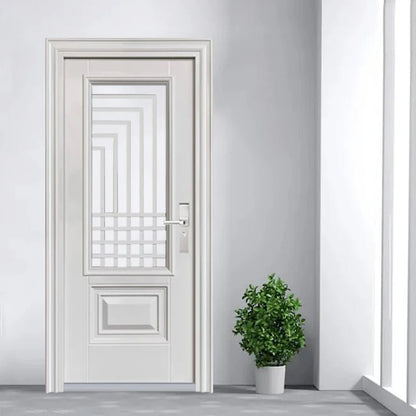 Safety steel door front entrance metal door waterproof high quality Chinese glass door household - My Store