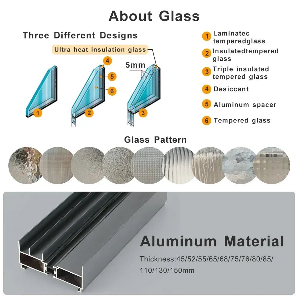Sixinalu French Casement Door Entrance Front Exterior Interior Doors Aluminum Glass For Bedroom Home Decor Custom Panel 1.5x2.2M - My Store