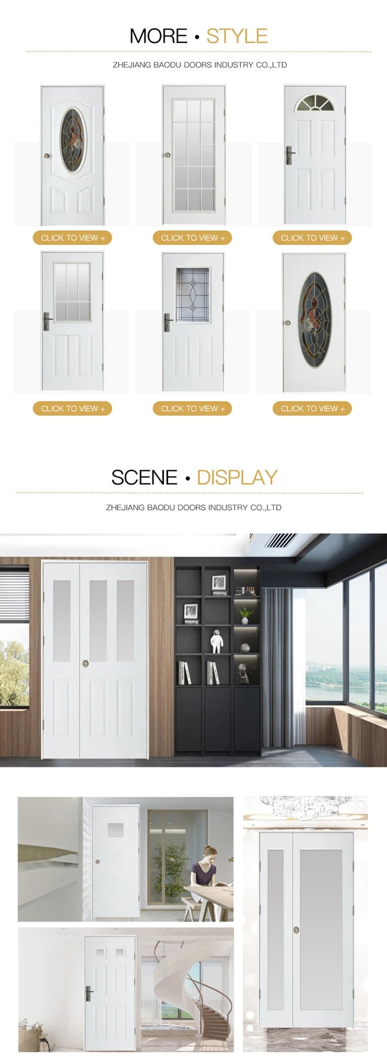 Safety steel door front entrance metal door waterproof high quality Chinese glass door household - My Store