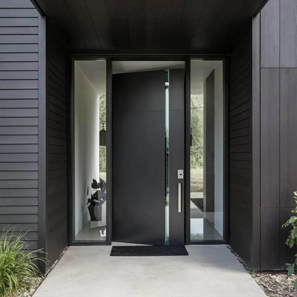 Entrance Door With Sidelight Povit Swing Exterior Front Security Entry Main Doors Gate Aluminum Alloy Home Decor Customize - My Store