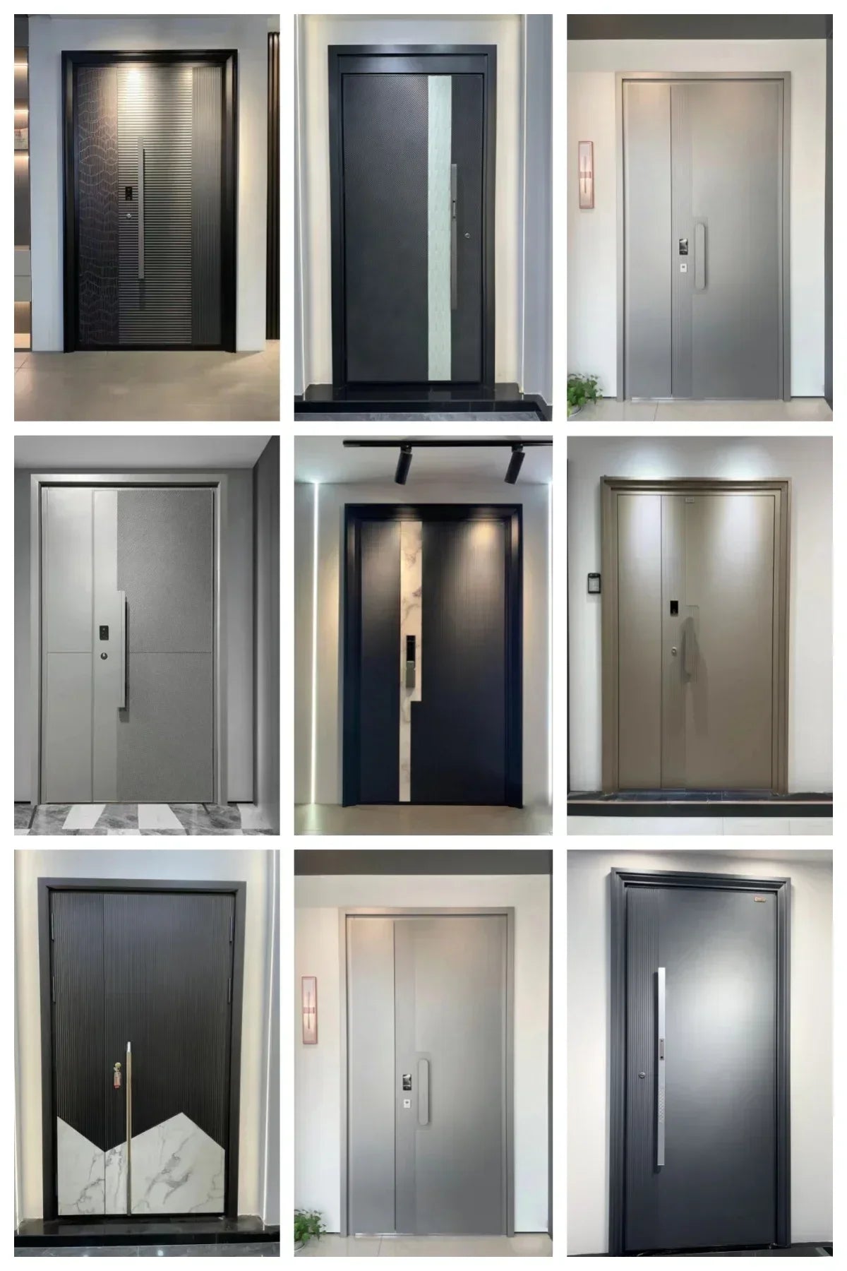 Luxury Style Commercial Store Front Door Custom 4mm Thermal Break Aluminum Entry Doors with Smart Lock Pivot Entrance Door - My Store