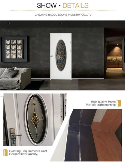 Safety steel door front entrance metal door waterproof high quality Chinese glass door household - My Store