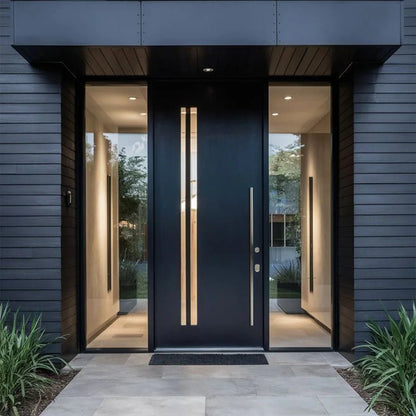 Entrance Door With Sidelight Povit Swing Exterior Front Security Entry Main Doors Gate Aluminum Alloy Home Decor Customize - My Store