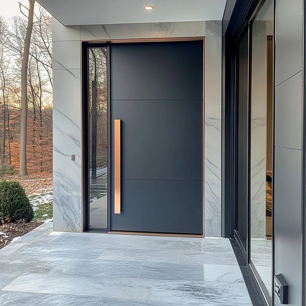 Luxury Style Commercial Store Front Door Custom 4mm Thermal Break Aluminum Entry Doors with Smart Lock Pivot Entrance Door - My Store