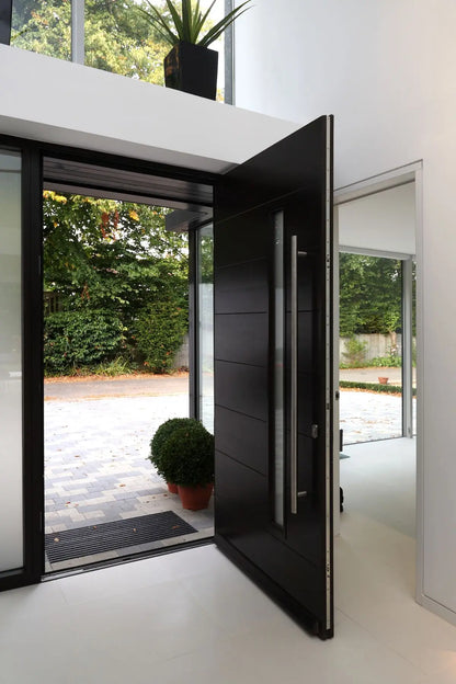 Luxury Style Commercial Store Front Door Custom 4mm Thermal Break Aluminum Entry Doors with Smart Lock Pivot Entrance Door - My Store