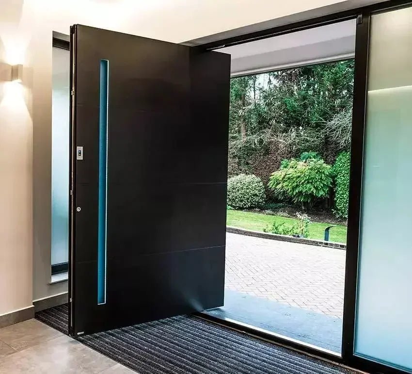 Luxury Style Commercial Store Front Door Custom 4mm Thermal Break Aluminum Entry Doors with Smart Lock Pivot Entrance Door - My Store