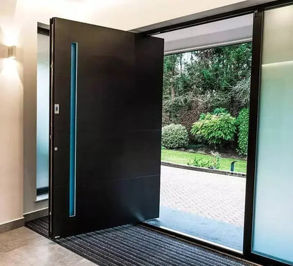 Luxury Style Commercial Store Front Door Custom 4mm Thermal Break Aluminum Entry Doors with Smart Lock Pivot Entrance Door - My Store