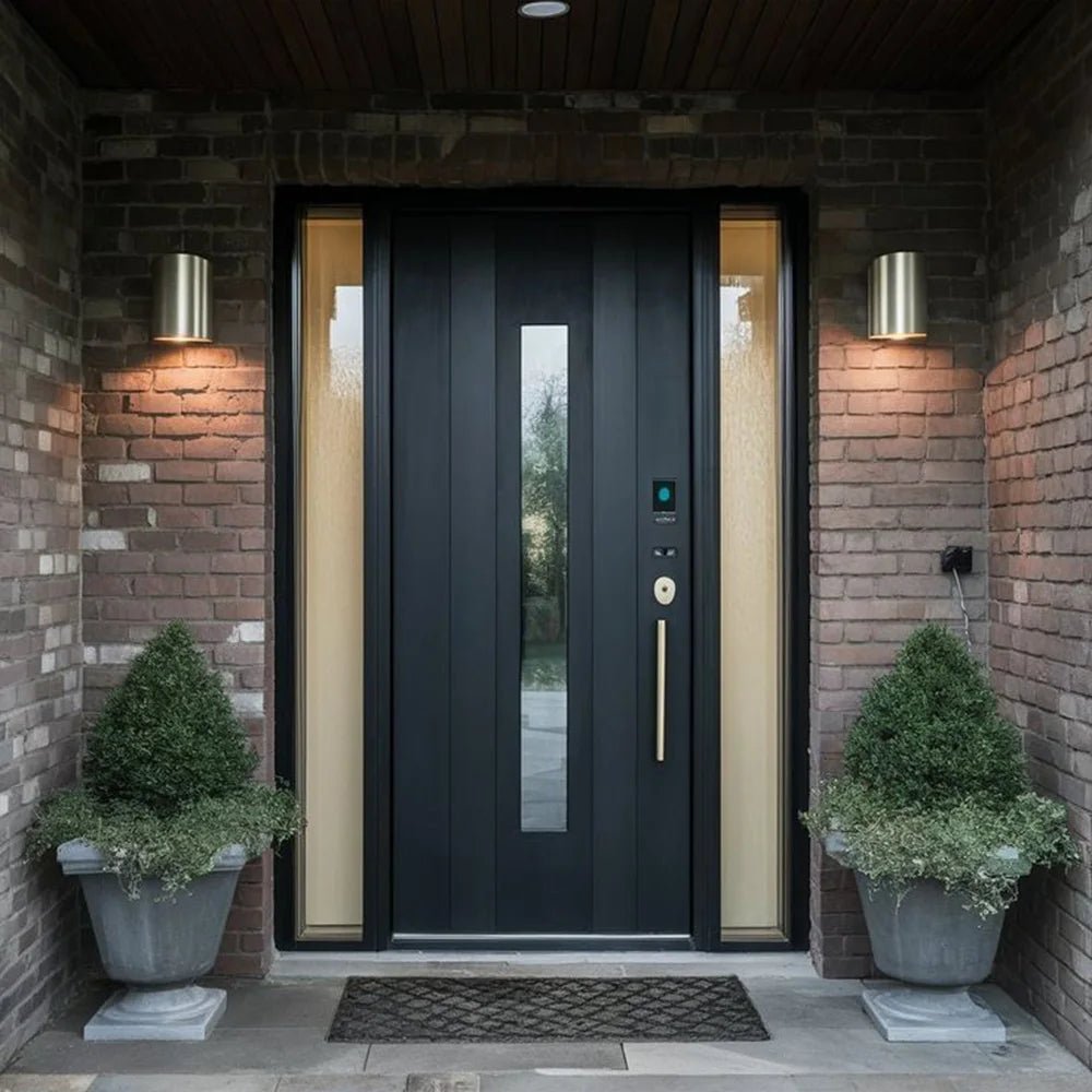 Entrance Door With Sidelight Povit Swing Exterior Front Security Entry Main Doors Gate Aluminum Alloy Home Decor Customize - My Store