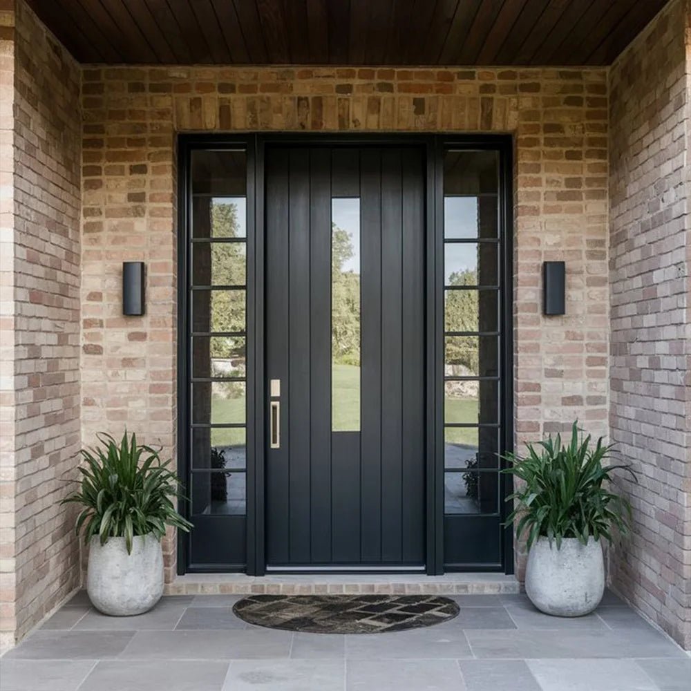 Entrance Door With Sidelight Povit Swing Exterior Front Security Entry Main Doors Gate Aluminum Alloy Home Decor Customize - My Store