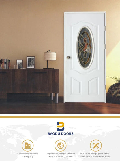 Safety steel door front entrance metal door waterproof high quality Chinese glass door household - My Store