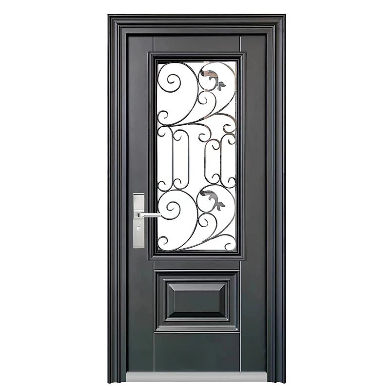 Safety steel door front entrance metal door waterproof high quality Chinese glass door household - My Store