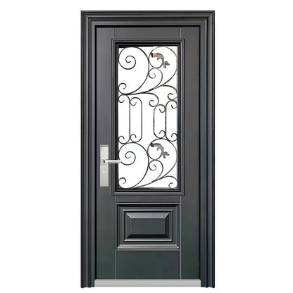 Safety steel door front entrance metal door waterproof high quality Chinese glass door household - My Store