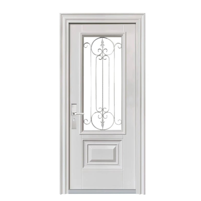 Safety steel door front entrance metal door waterproof high quality Chinese glass door household - My Store