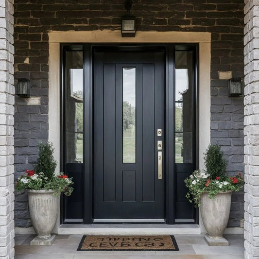 Entrance Door With Sidelight Povit Swing Exterior Front Security Entry Main Doors Gate Aluminum Alloy Home Decor Customize - My Store