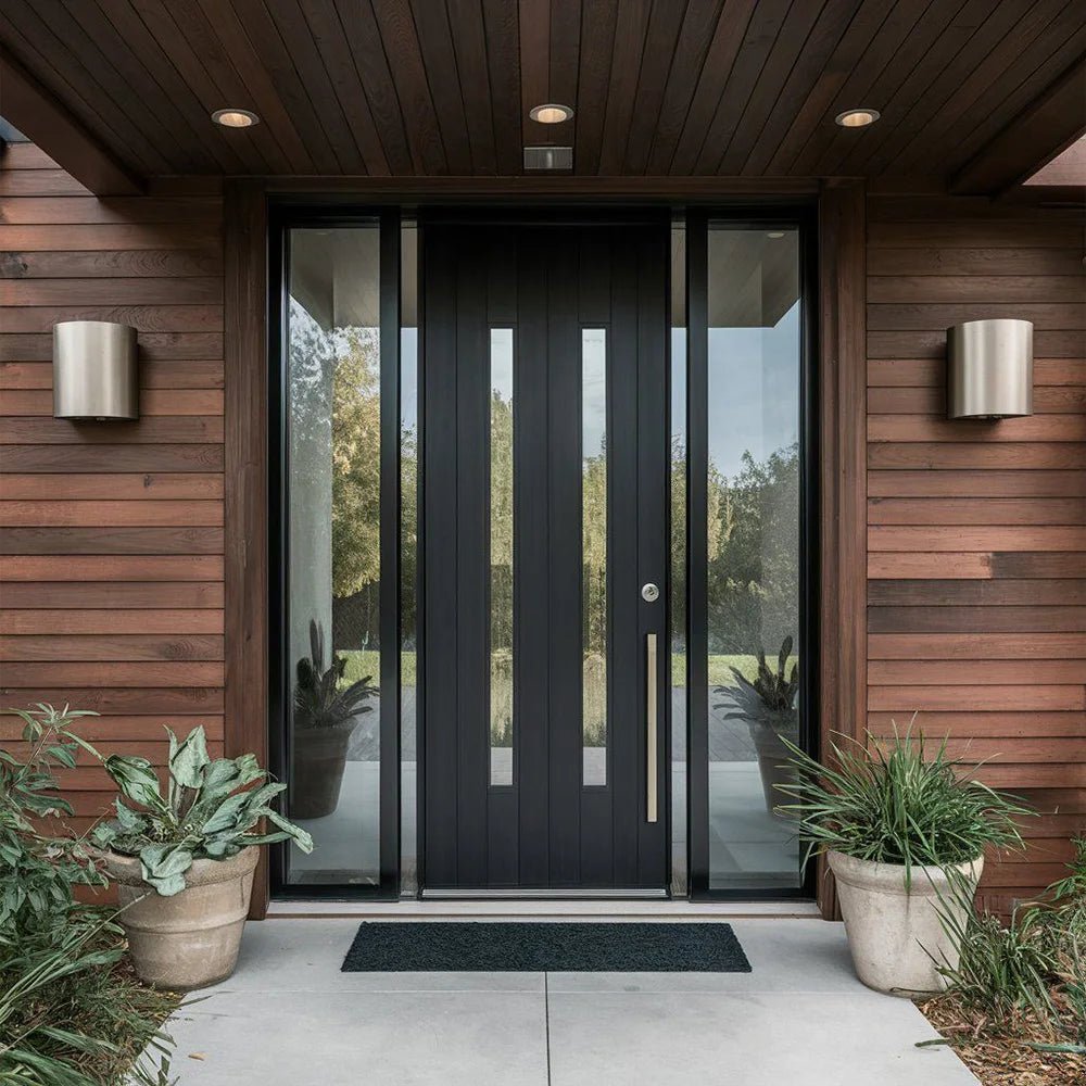 Entrance Door With Sidelight Povit Swing Exterior Front Security Entry Main Doors Gate Aluminum Alloy Home Decor Customize - My Store